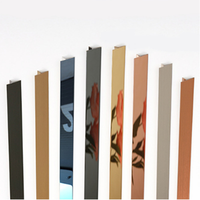 Red Copper Color Hairline NO.4 Brushed 304 201 Irregular Type Tile Edge Trim Line For Space Interior Decoration