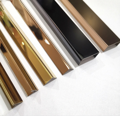 Metal Brush Stainless Steel Tile Trim U Shape Rose Gold Color