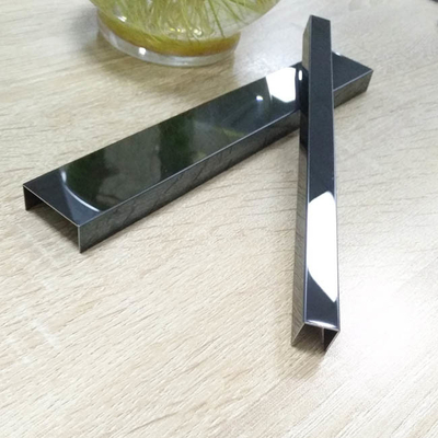 AISI Black Mirror Polished Stainless Steel Tile Trim Line For Interior Architecture