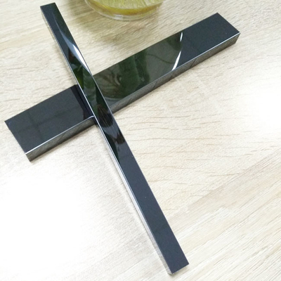 AISI Black Mirror Polished Stainless Steel Tile Trim Line For Interior Architecture