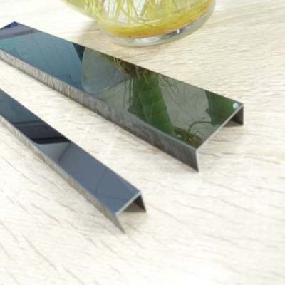 AISI Black Mirror Polished Stainless Steel Tile Trim Line For Interior Architecture
