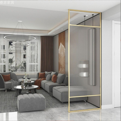 Light Luxury Stainless Steel Glass Screen Partition Wall Tempered Simple Dining Room