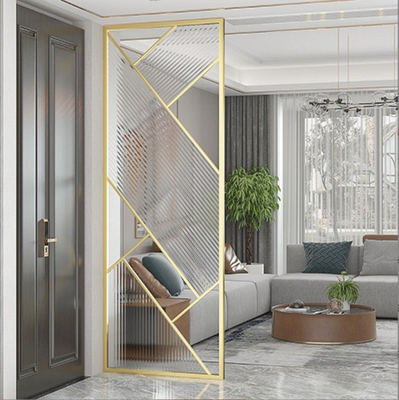 Light Luxury Stainless Steel Glass Screen Partition Wall Tempered Simple Dining Room