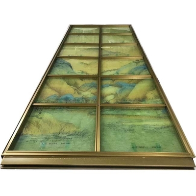 Light Luxury Landscape Painting Stainless Steel Screen Partition Glass Image Room Divider