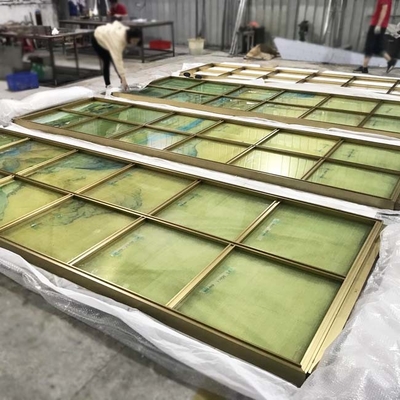 Light Luxury Landscape Painting Stainless Steel Screen Partition Glass Image Room Divider