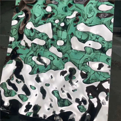 Colorful Ceiling Water Ripples Decorative Stainless Steel Sheet 304 Metal Wall Panel For Hotel KTV