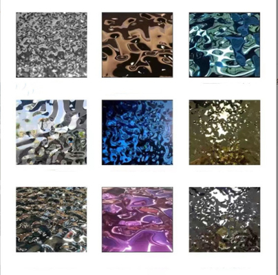 SUS 201 304 316 AFP Cold Rolled 4*8ft Colored 8K Mirror Water Ripple Stainless Steel Embossed Sheet For Ceiling Panel
