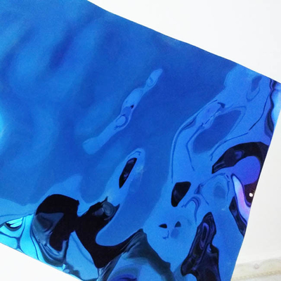 304 Gold Super 8K Mirror Blue Water Ripple Stainless Steel Sheet for 4x8 KTV Ceiling Finishing Cladding