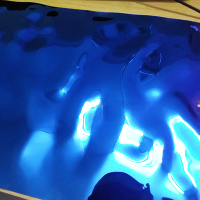Large Water Ripple Sapphire Blue Mirror Stainless Steel Plate For Decorate Hotel Restaurant Ceiling