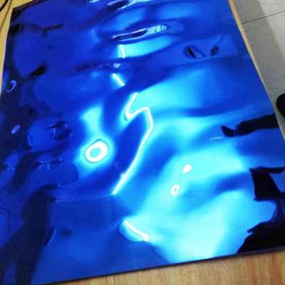 304 Gold Super 8K Mirror Blue Water Ripple Stainless Steel Sheet for 4x8 KTV Ceiling Finishing Cladding