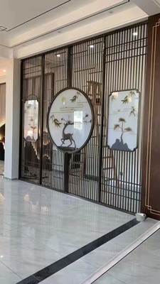 Gold Mirror Shelter Stainless Steel Screen Partition Room Divider For Restaurant
