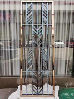 Gold Mirror Shelter Stainless Steel Screen Partition Room Divider For Restaurant