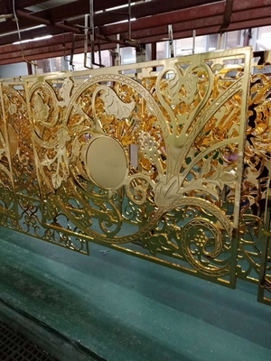 Gold Mirror Shelter Stainless Steel Screen Partition Room Divider For Restaurant