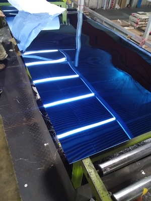 201 Blue Gold Water Ripple Color Mirror PVD Coated Stainless Steel Sheets For Ceiling Boarding