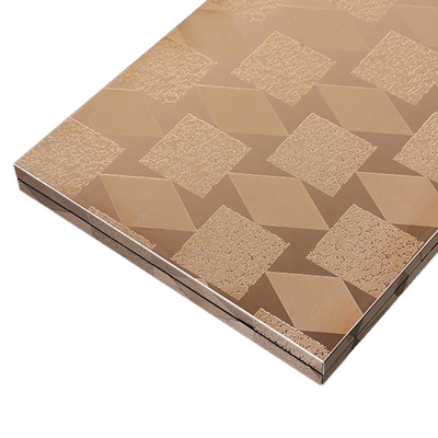 304 Totem Etching Mirror 8K Shiny Gold Color Stainless Steel Sheet For Wall Panel