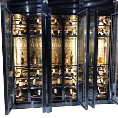 Fashionable Stainless Steel Wine Cabinets Furniture Sliding Glass Door Storage Wine Cabinet
