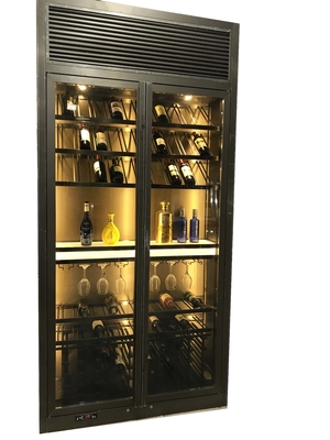 Fashionable Stainless Steel Wine Cabinets Furniture Sliding Glass Door Storage Wine Cabinet