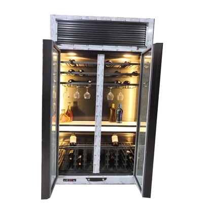 Fashionable Stainless Steel Wine Cabinets Furniture Sliding Glass Door Storage Wine Cabinet