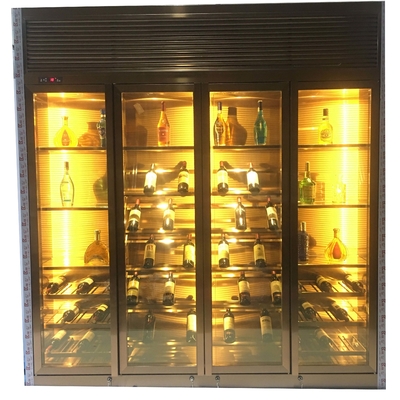 Luxurious Glass Door Black Gold Stainless Steel Wine Cabinets Household Living Room
