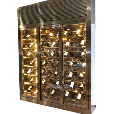 Luxurious Glass Door Black Gold Stainless Steel Wine Cabinets Household Living Room