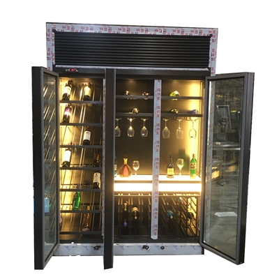 Custom Tempered Glass Stainless Steel Wine Cellar Constant Temperature Cooler Storage Bar Display Cabinet