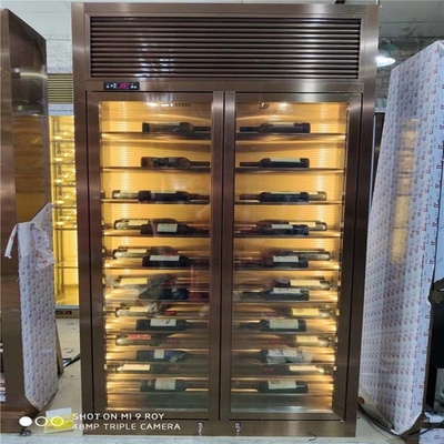Custom Tempered Glass Stainless Steel Wine Cellar Constant Temperature Cooler Storage Bar Display Cabinet