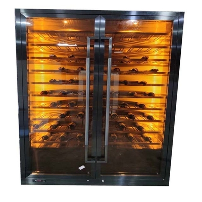 Black Metal Frame  Stainless Steel Wine Cabinet Glass Display Case Hotel Decoration