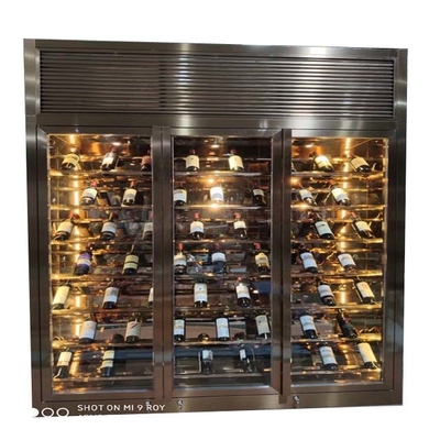Black Metal Frame  Stainless Steel Wine Cabinet Glass Display Case Hotel Decoration