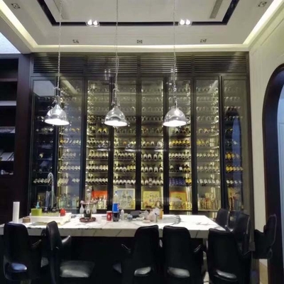 Black Metal Frame  Stainless Steel Wine Cabinet Glass Display Case Hotel Decoration