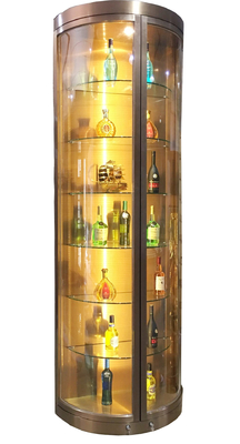 Restaurant Glass Wine Storage Cabinet Stainless Steel Luxury Refrigerator Whiskey Display Rack