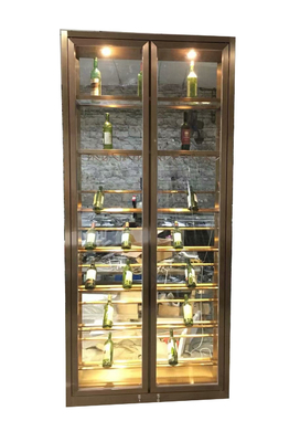 Black Glass Temperature Controlled Stainless Steel Wine Cabinets For Liquor Store Decoration