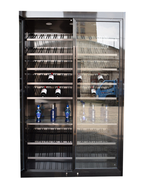 Black Glass Temperature Controlled Stainless Steel Wine Cabinets For Liquor Store Decoration