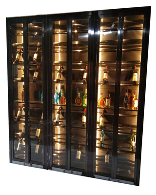 Luxury Dining Room Furniture Modern Stainless Steel Glass Door With LED Display Rack Wine Cabinet