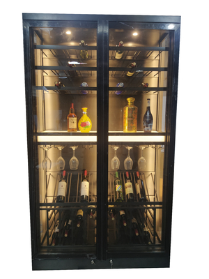 Custom Black Metal Stainless Steel Wine Cabinets Constant Temperature 12 To 18 Celsius