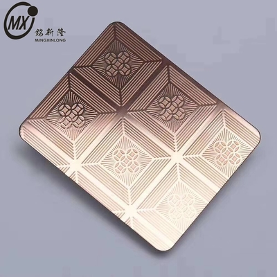 Etching 304 Metal Steel PVD Coated Quadrilateral Different Patterns Stainless Divider 4*10FT