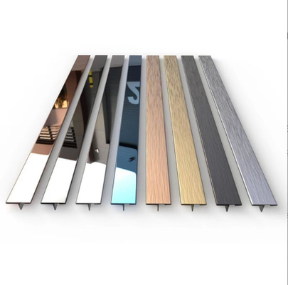 201 Mirror T-Shape Stainless Steel Tile Edge Trim 304 8K Polished Shiny Silver Gold Color Stainless Steel Trim