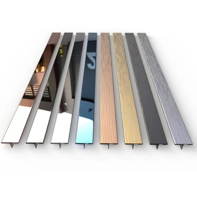 304 8K Gold Mirror Polished Shiny Color Stainless Steel Trim 201 T-Shape Stainless Steel Tile Edge Trim For Hotel
