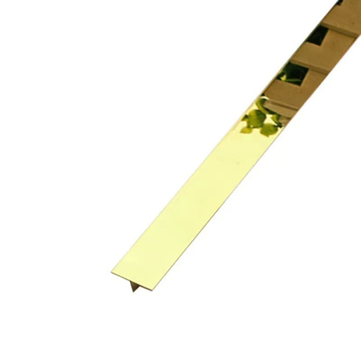 304 8K Gold Mirror Polished Shiny Color Stainless Steel Trim 201 T-Shape Stainless Steel Tile Edge Trim For Hotel