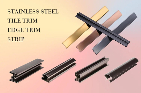 201j1 304 Color 8K Mirror Polished Rose Gold Beadblasted Stainless Steel Tile Trim For Wall Design