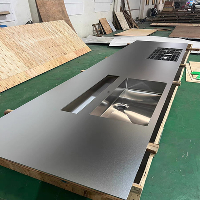 Customized 316L Hairline Brushed Embossed Beadblasting Surface Stainless Steel Sheets Finished 304 Round Edge Kitchen Desktop