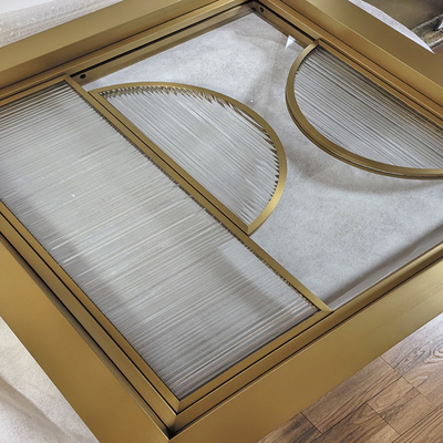 304 Gold Hairline High-End Custom Glass Stainless Steel Screen Partition For Hotel Home Decoration