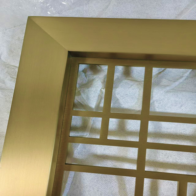 Champagne Gold Laser Grid Decorative Modern Privacy Metal Screen Partition & Room Divider