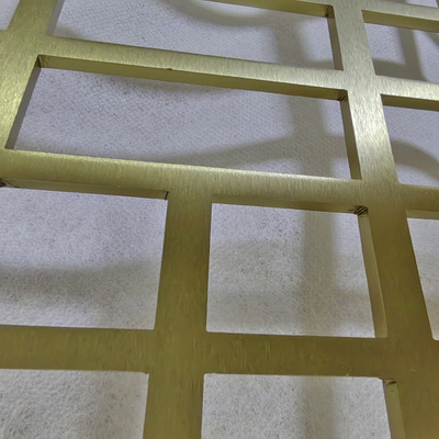 Champagne Gold Laser Grid Decorative Modern Privacy Metal Screen Partition & Room Divider