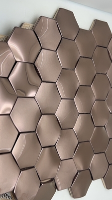 Mosaic Tiles Edging Walls Stainless Steel Panels Rose Gold Color