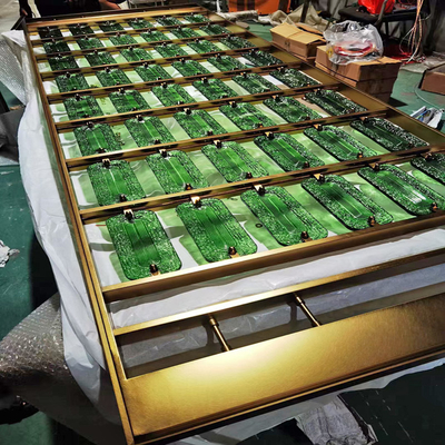 Custom Size Stainless Steel Screen Partition With Moru Glass For Interior Decoration In Gold Color