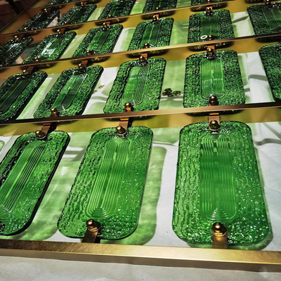 Customized Design Stainless Steel  Green Glass Crystal Living Room Entrance Foyer Screen Partition