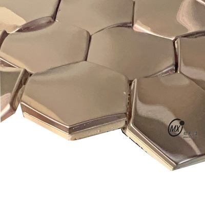 48 Flat Hexagonal Rose Gold Brushed Ceramic Metal Stainless Steel Mosaic Tile