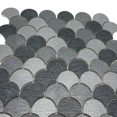 Shell Fan-Shaped Black Metal Ceramic Bottom Stainless Steel Mosaic For Wall Decoration