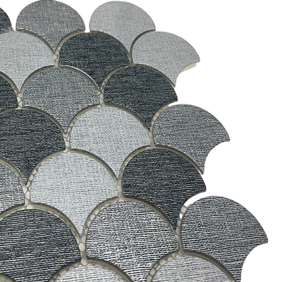 Shell Fan-Shaped Black Metal Ceramic Bottom Stainless Steel Mosaic For Wall Decoration