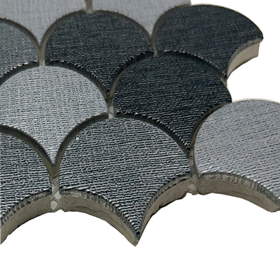 Shell Fan-Shaped Black Metal Ceramic Bottom Stainless Steel Mosaic For Wall Decoration